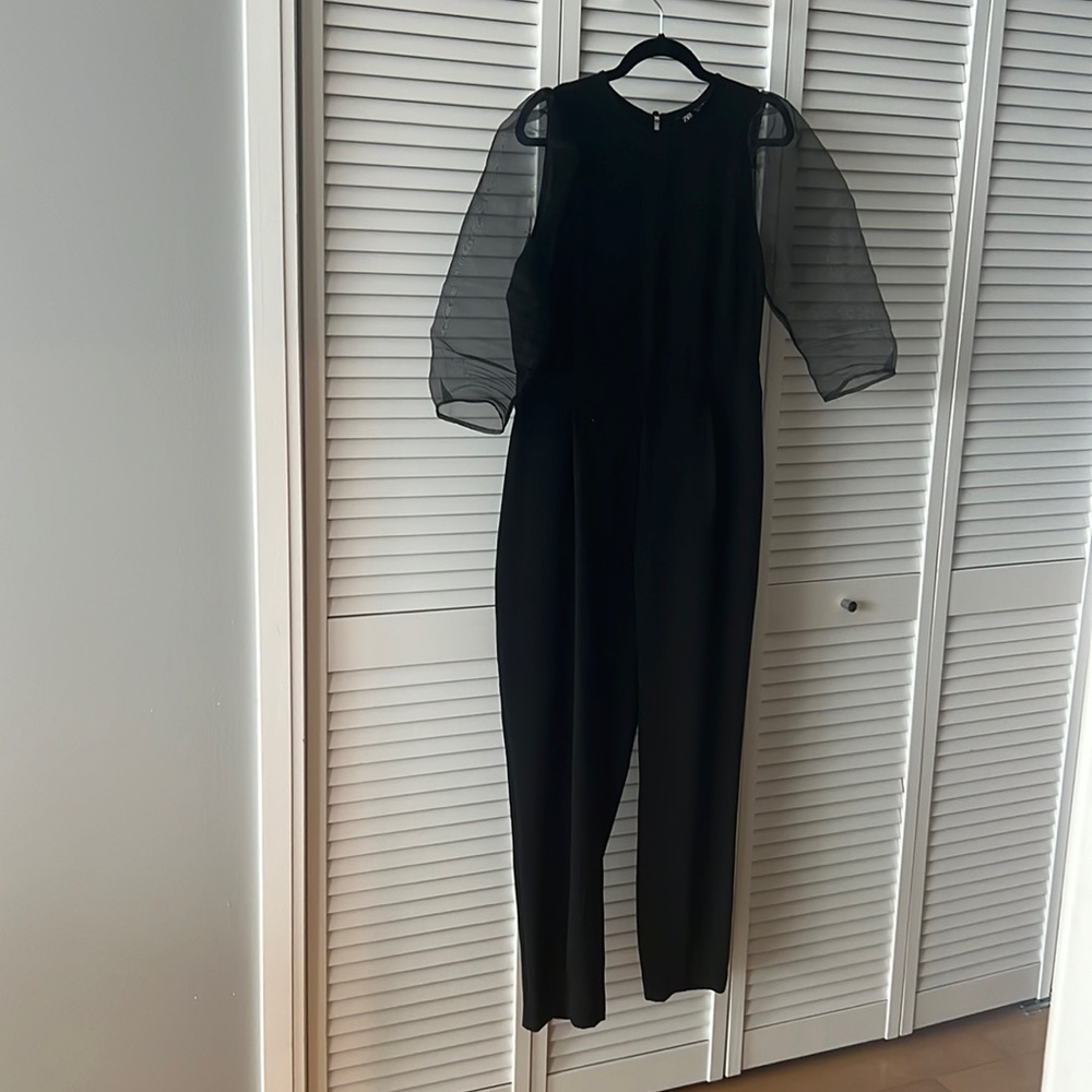 Zara jumpsuit with tulle sleeves size L